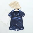 thumbnail image 2 of Ensembles à Manches Courtes, Mode Filles et Garçons Hauts à Manches Courtes Décontractés Col Rabattu Boutons Ensembles de Shorts Unis, 2 of 3