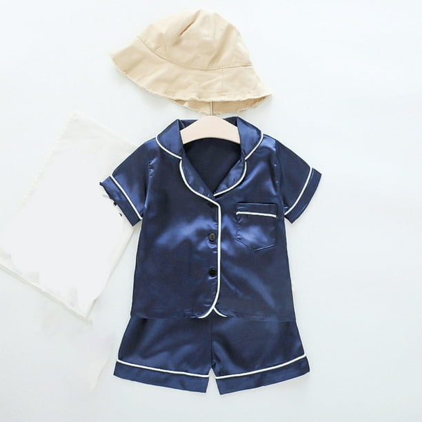 Zwiiyzr Pajama Set for Toddler Baby Girl Solid Color Button Down