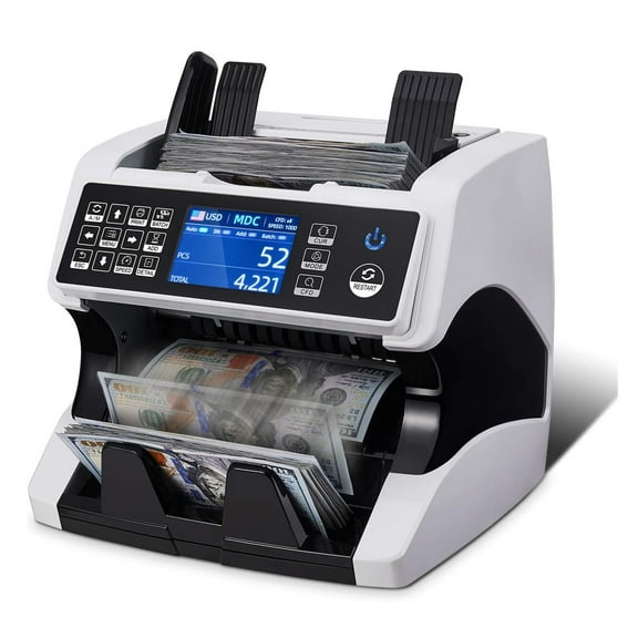 Bill Counter Machine , Multi-Currency Total Vertical Money Counting Machine Dual CIS Image Recognition USD Euro Multi-national Currency Foreign Currency Money Counting Machine ,Accurate and Fast