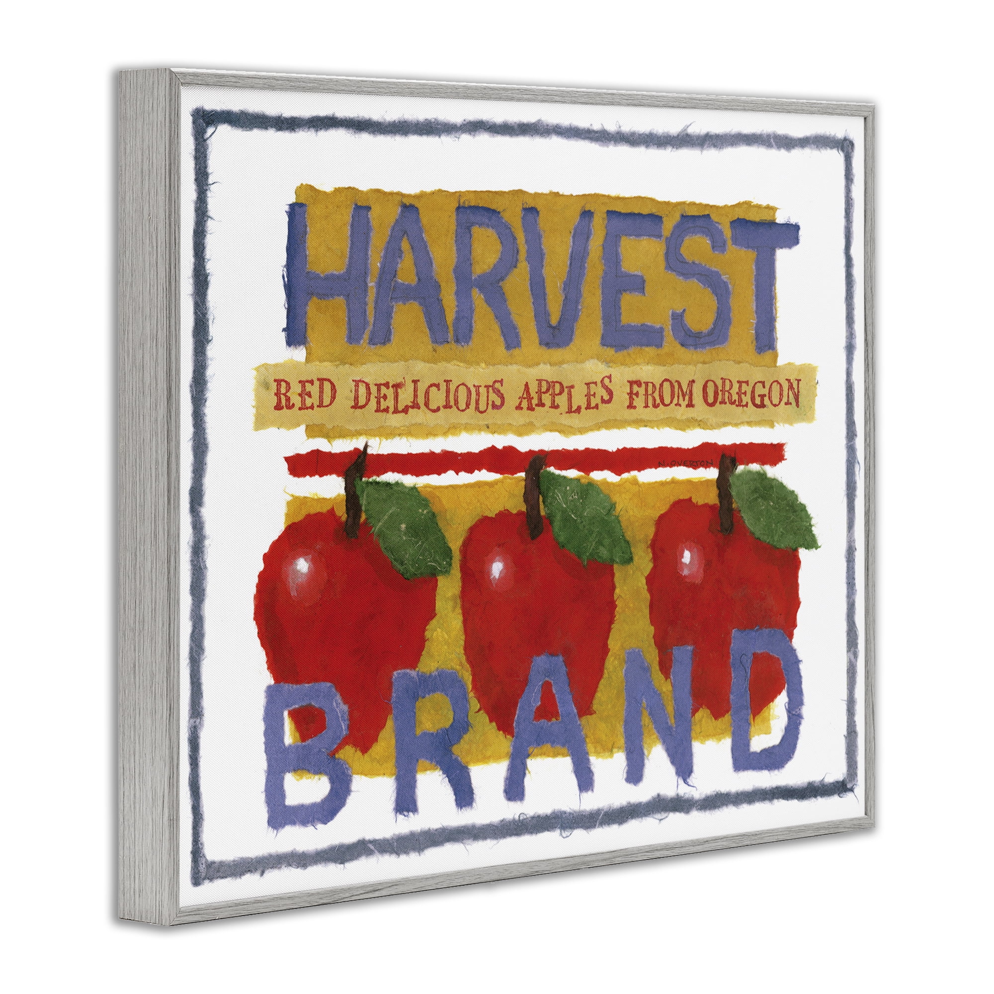 Stupell Industries Oregon Harvest Apples Food & Beverage Painting Gray Framed Art Print Wall Art, 20 x 16