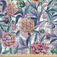 thumbnail image 2 of Ambesonne Peony Pattern Fabric by the Yard Upholstery, Jungle Boho Flowers, 2 Yards, Indigo Pale Pink Lilac, 2 of 5