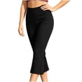 thumbnail image 6 of Horkkom Flare Leggings for Women Solid Color Elastic Waist Capri Leggings Casual Workout Yoga Pants L, 6 of 7