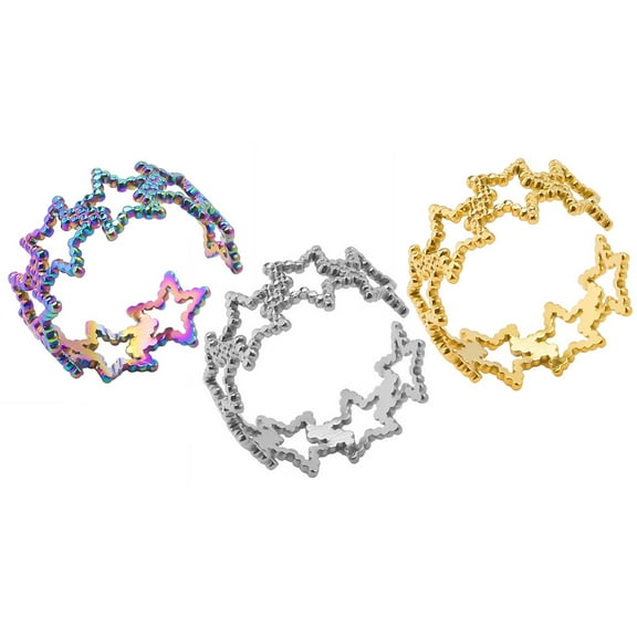 LEORX 3 Pcs Fashion Rings for Women Decorative Open Rings in Silver Stainless Steel for Daily Use