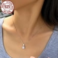 thumbnail image 3 of Shiny Solid 925 Sterling Silver Round Cubic Zircon Pendent Necklace Women Party, 3 of 7