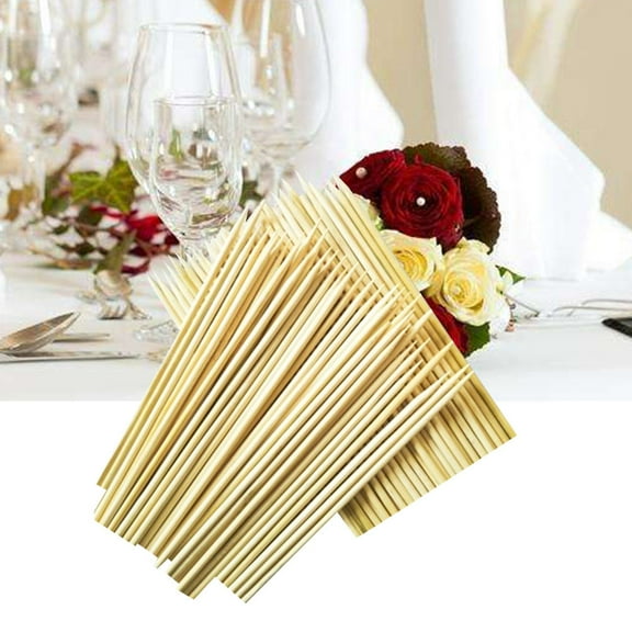 WHAMVOX 100Pcs 3mmx25cm Disposable Bamboo Paddle Pick Skewers Roasting Sticks Food Picks for BBQ Use