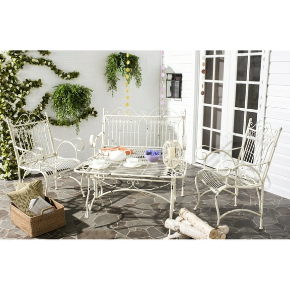 SAFAVIEH Outdoor Collection Leah 4-Piece Set Antique White