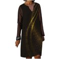 thumbnail image 1 of EQWLJWE Robe pour Femmes à Paillettes Décontractée Longue en Maille Manches en Gaze Imprimée Col en V Ample Mi-Longue Mini Robe, 1 of 4