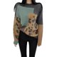 thumbnail image 3 of Suéter de Punto con Cuello Redondo y Larga para Mujer, Otoño e Invierno, con Estampado de Leopardo y Bloques de Color. Verde Talla Única, 3 of 5