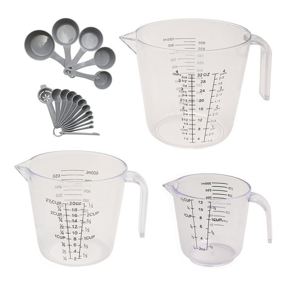 SEWCHICS 20-Piece Plastic Measuring Cups and Spoons Set with Pour Spout for Accurate Home Cooking and Baking