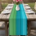 thumbnail image 4 of Blue Green Vertical Stripes Table Runner 70 Inches, Modern Art Color Ombre Bed Runner Dresser Scarves Tabletop for Indoor Outdoor Parties/Ceremony/Banquet, 13" x 70", 4 of 9