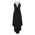 thumbnail image 5 of Cobkk Spring Dresses For Women Clearance Fashion Women Summer Casual Solid V-Neck Camis Sleeveless Vest Long Dress Maxi Dress For Women J-1132 Black S, 5 of 6