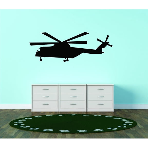Design With Vinyl Artwork USA Flag Wall Decal for Children - Military War Cargo Helicopter Combat Themed Décor - Size: 14 In x 36 In