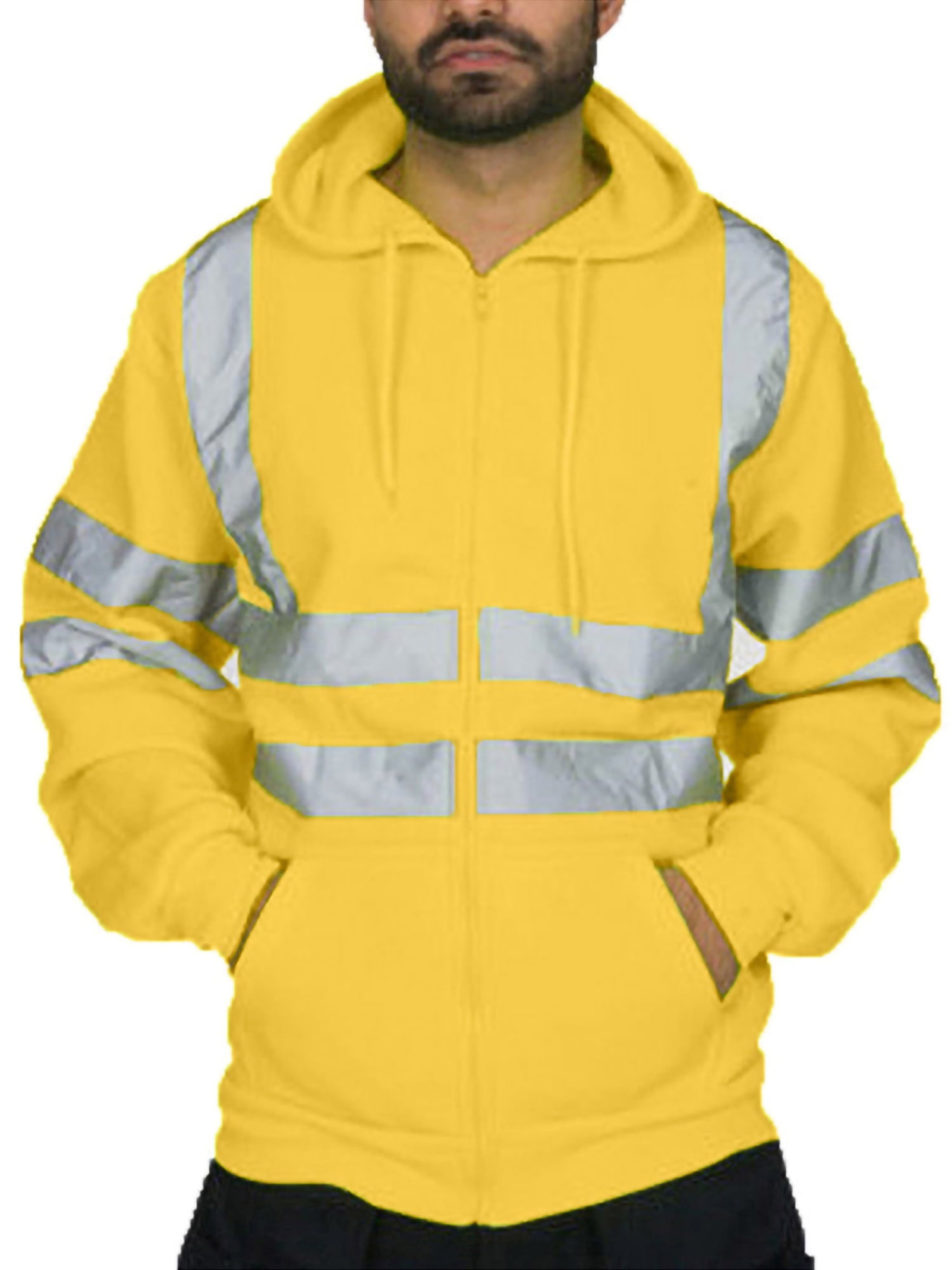 Hi Vis Viz Fleece Jacket High Visibility Reflective Safety Work Wear Warm 