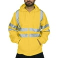 thumbnail image 1 of CVLIFE Men Coat Reflective Striped Sweatshirt Hooded Work Wear Open Front Hoodie Jacket Outdoor Outwear Yellow 4XL, 1 of 5