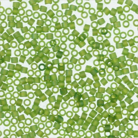 Matte Dark Olive - Miyuki Delica Seed Bead 11/0 Matte Transparent Olive Green AB (9 Grams)