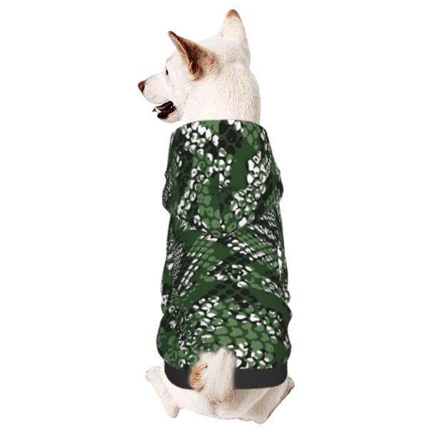 Balery Green Snakeskin Sudadera con Capucha para Perros Pequeños – Ropa para Mascotas, Disfraz para Perros y Gatos, Ideal para Fiestas y Cosplay-XX-Large