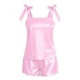 thumbnail image 5 of WAYUTE 2 Piece Sets for Women Satin Camisole Short Pajama Bow Tie Shoulder Bandeau Top Solid Color Sleepwear for Party Evening, 5 of 5
