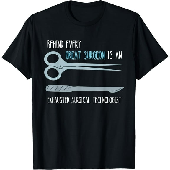 Surg Tech Exhausted Surgical Technologist Scalpel Surgeon T-Shirt