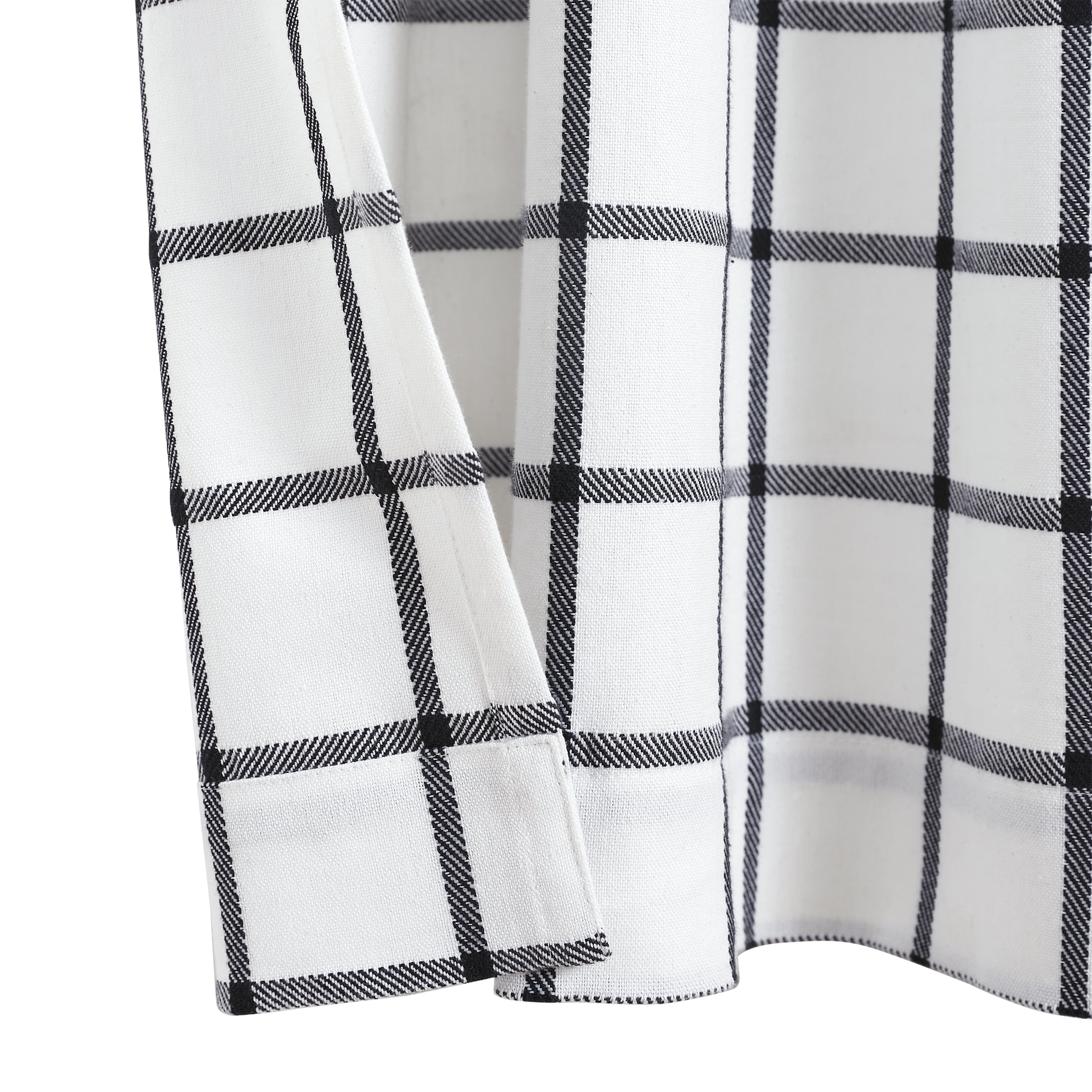 Better Homes & Gardens Willa Plaid Kitchen Curtain Tiers and Valance, 3-Piece Set, Ivory/Black, 60" W x 36" L