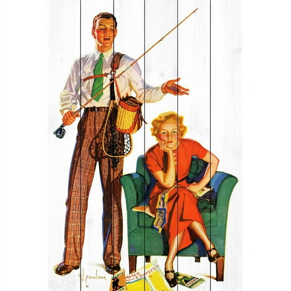 "Whose Vacation?" Painting Print on White Wood