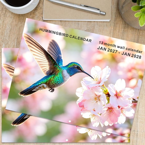 Hummingbird Calendar 2027, 13 Month Wall Calendar from Jan. 2027 - Jan. 2028, Cute Hummingbird Picture Planner for Friends, Family, 11.3"x16.5" Opened