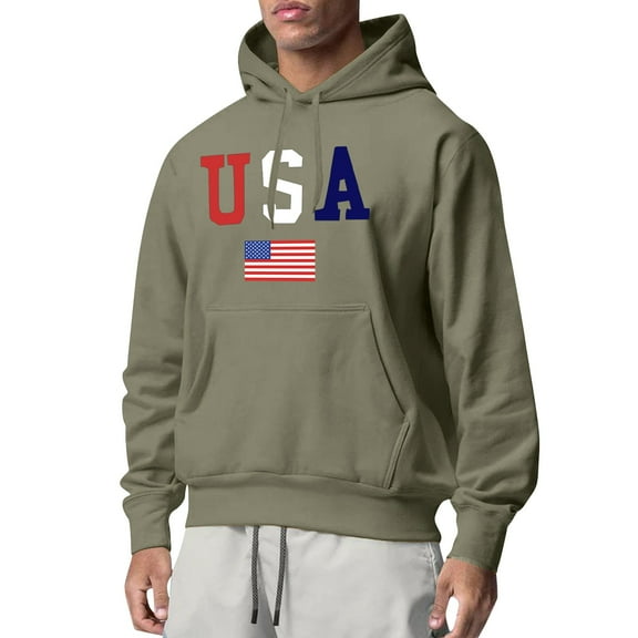 SNOWSONG Mens Hoodie Men's Casual Loose Letter Print Long Sleeve Drawstring Hooded Sweatshirt with Large Pockets, Oversized Hoodie, Baggy Hoodie Men, Graphic Hoodie 1PC top Army Green L