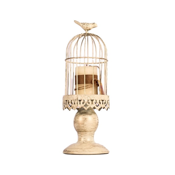 Retro Bird Cage Candle Holder Metal Iron Art Candlestick Romantic Home