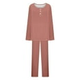 thumbnail image 7 of FRSASU Pajama Sets for Women 2 Piece Lounge Set Round Neck Button up Long Sleeve Tops and Long Pants Soft Comfy Sleepwear Outfits Watermelon Red, 7 of 7