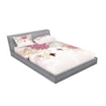 thumbnail image 2 of Ambesonne Floral Fitted Sheet & Pillow Sham Set, Spring Flower Butterfly, Full, Cream Pink, 2 of 2