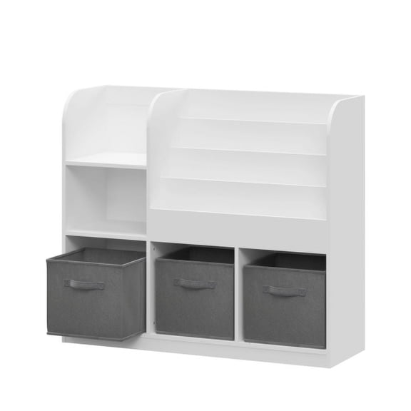 Nmkwnr Bookcase with 3 Fabric Drawers, Bookcase Display Stand, Toy Storage Organizer for Bedroom, Playroom