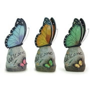 Angle View: Set of 3 "Welcome" Stone Perched Butterflies Decorative Accents 17"