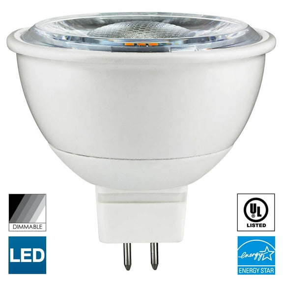 Sunlite MR16 LED Bulb, 12 Volt, Mini Quartz Reflector, 7 Watt, 5000K Super White, 550 Lumens, 80 CRI, GU5.3 Base, 25,000 Hour Long Life, Dimmable, UL Listed, Energy Star , 50W Equivalent, Cool Touch