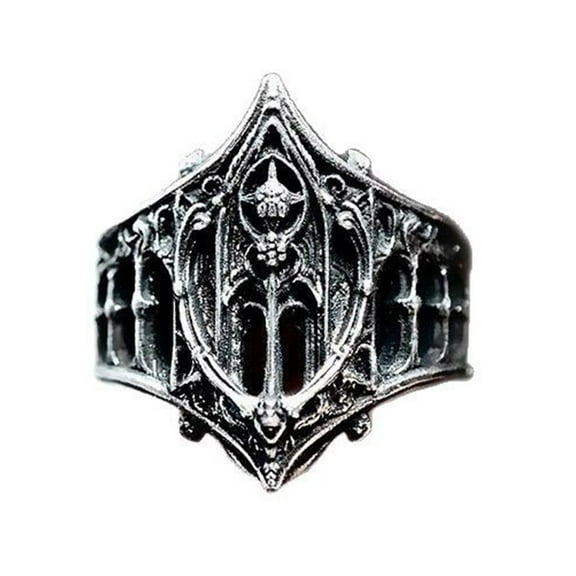 COOLHOOD Gothic Vintage Rings Medieval Castles Design Elegant Jewelry For Women Men Unisex Kirsite Sturdy Comfort Fit