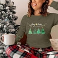 thumbnail image 6 of Christmas T-Shirts for Women Lightweight Crewneck Pullover Long Sleeve Graphic Printed Tees Holiday Xmas Tops (M, Army Green), 6 of 7