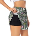 thumbnail image 1 of Balery Retro Bunny Floral Pantalones cortos deportivos para mujer con forro y dos bolsillos, elásticos, para entrenamiento, gimnasio, yoga-XX-Large, 1 of 7
