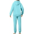 thumbnail image 4 of Bcresic 2 Piece Outfits for Women - Sherpa Fleece Lined Sweatsuits Winter Warm Solid Hoodies and Sweatpants Casual Athletic Matching Outfit(Light Blue,L), 4 of 6