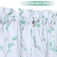 thumbnail image 3 of Tier Curtains for Kitchen Window, Leaf Floral Pattern Bathroom Window Curtain, Embossed Textured Tree Branch Window Treatment Decor Curtains, 27" W x 30" L, Green/Grey, Set of 2, 3 of 9