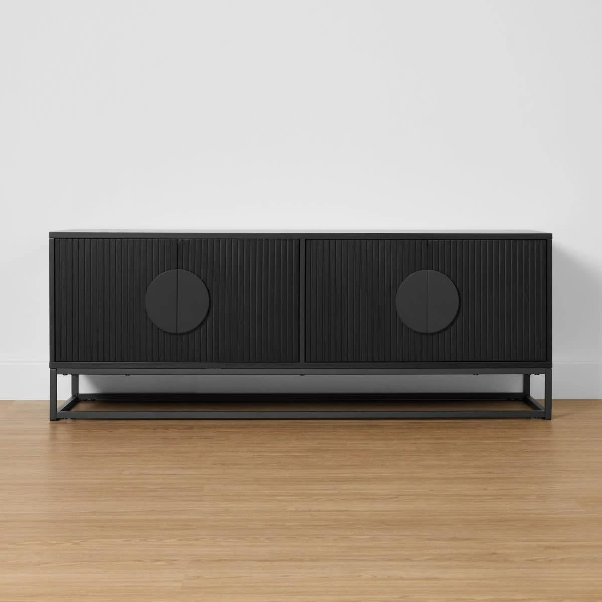 Anko Modern Ribbed Entmt Unit - Black
