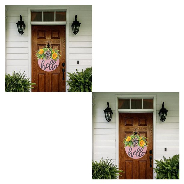 Billuyoard Round Wood Welcome Sign Fake Porch Hanging Home Front Decors Door Festival estilo 2 2Conjunto