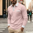 thumbnail image 3 of HOOMEUMY Mens Long Sleeve Tee Shirts Solid Color Comfy Lapel Button Shirts Long Sleeve V-Neck Spring Lightweight Shirt (Pink,S), 3 of 8
