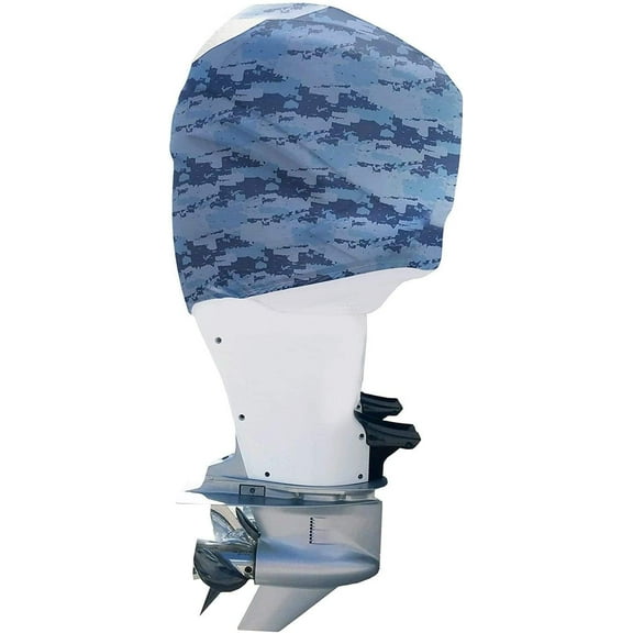 Outer Envy Blue Camouflage Nylon Outboard Motor Cover