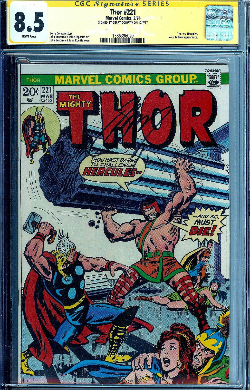 The Mighty Thor #221 Signed by Gerry Conway CGC 8.5
