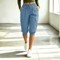 thumbnail image 2 of SwiftWear Women's Cargo Capri Pants with 4 Pockets Drawstring Elastic Waist Casual Cropped Joggers, 2 of 8