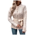 thumbnail image 2 of Cardigan Sweaters for Women Long Sleeve Button Waist Tie Crochet Knitted Sweater Jacket Coat Womens Cardigan Sweaters, 2 of 6