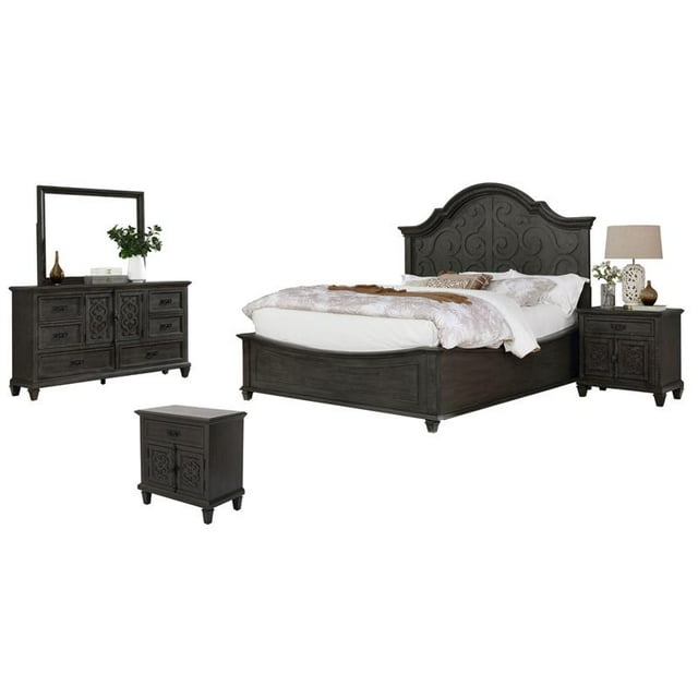 Rustic Gray Wood 5pc Eastern King Bedroom Set