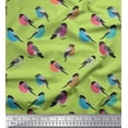 thumbnail image 1 of Soimoi Green Cotton Voile Fabric Rufous Flycatcher Bird Printed Fabric 1 Yard 58 Inch Wide, 1 of 3