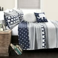 thumbnail image 5 of Lush Decor Elephant Stripe Kids Print Reversible Quilt, Full/Queen, Turquoise/Pink, 5-Pc Set, 5 of 8