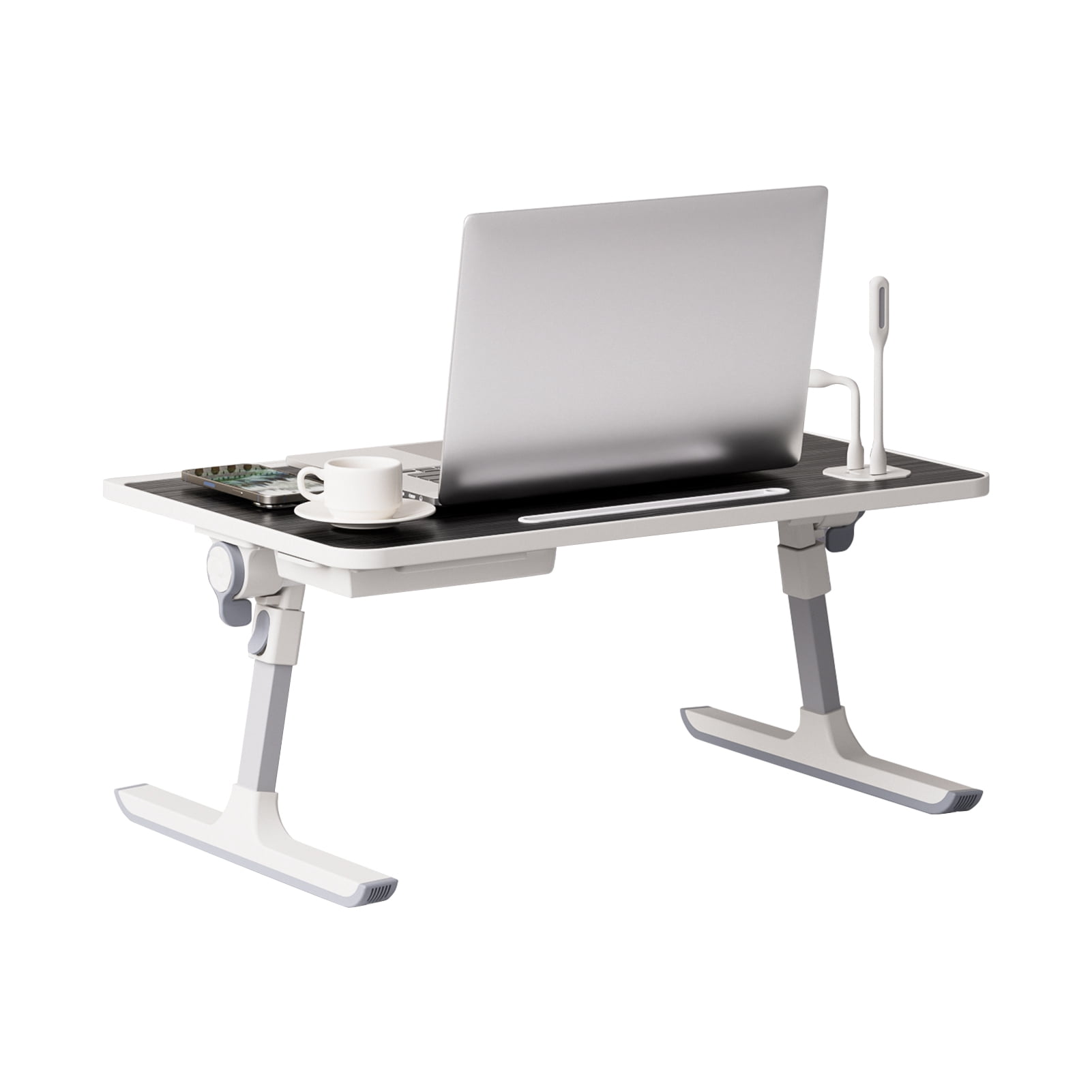 Wharick Floor Laptop Table Foldable Laptop Bed Stand Portable Lap Desk with Slot Design and Built-in USB Fan Lamp