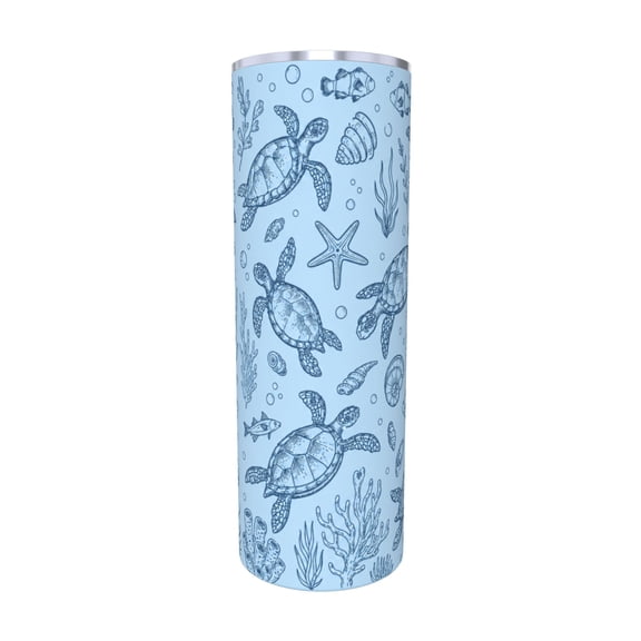 20oz Sea Turtle Ocean Tumbler with Handle Stainless Steel Insulated Travel Coffee Cup Beach Theme Gift with Straw