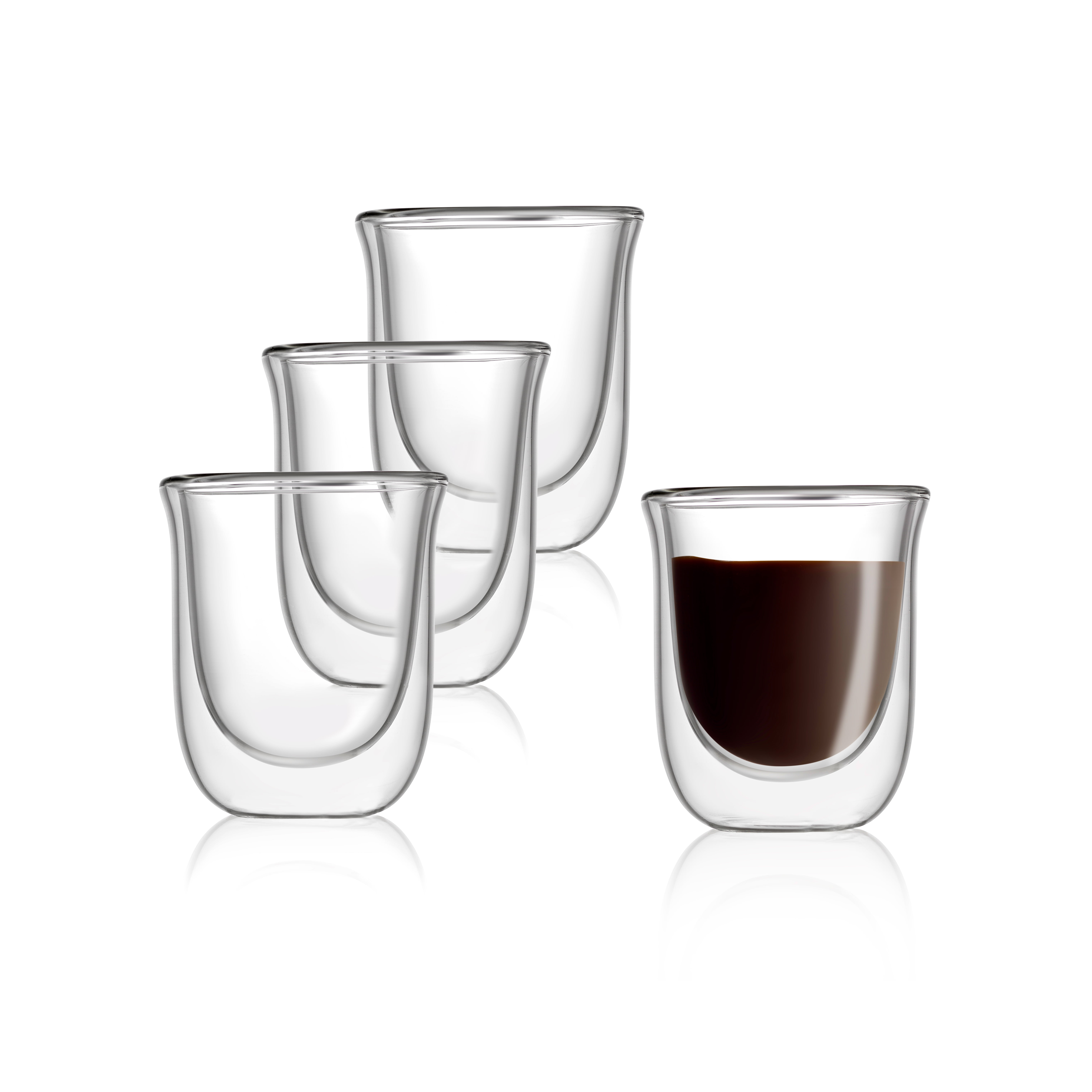 JoyJolt Javaah 2 oz. Clear Double Wall Espresso Glasses (Set of 4)